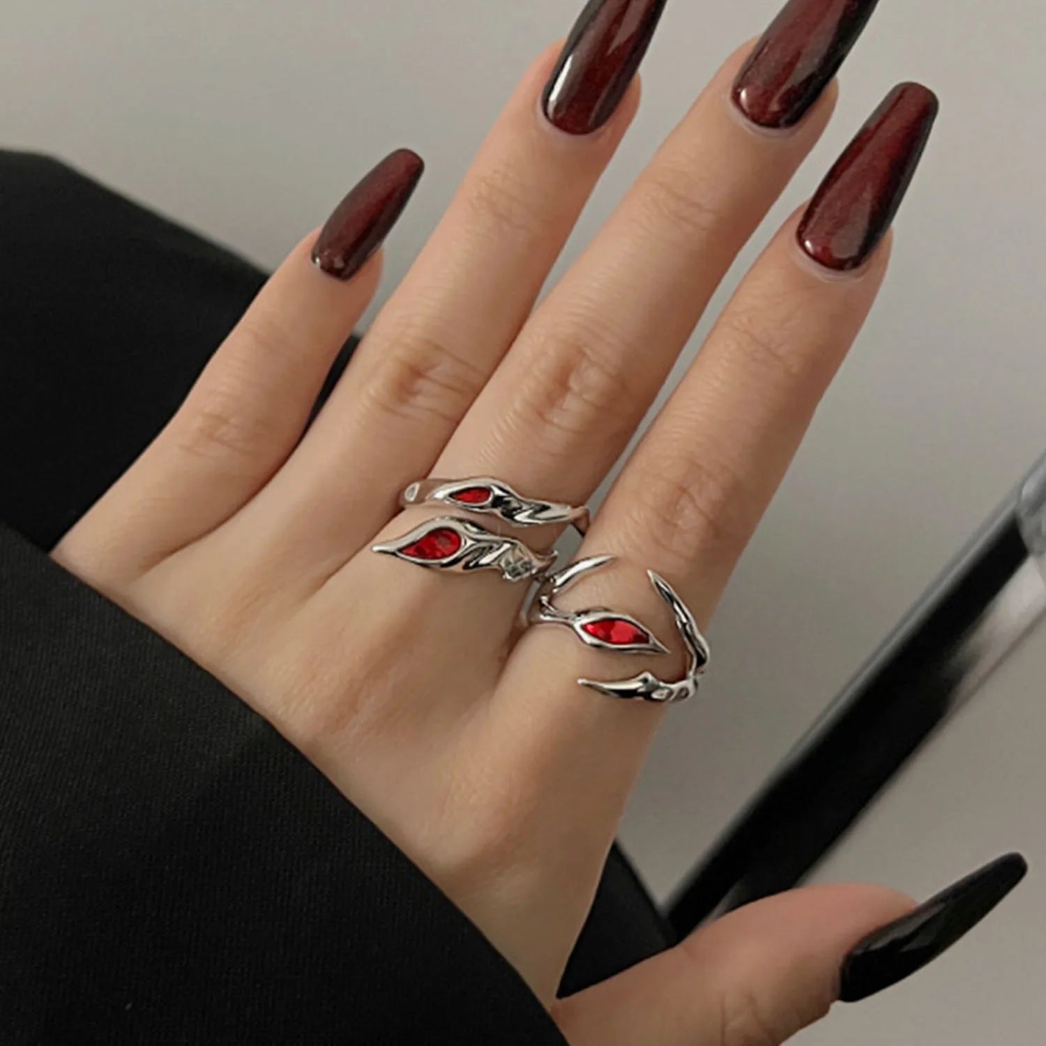 Gothic Red Crystal Ring Main image