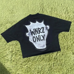 Quirky Pattern Print Oversized Cotton T-shirt