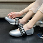 White Ballet Flats Comfortable Metal Button Espadrilles Flat