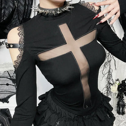Gothic Lace Patchwork Blouse