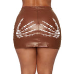 Leopard Stitching Low Waist Skirt