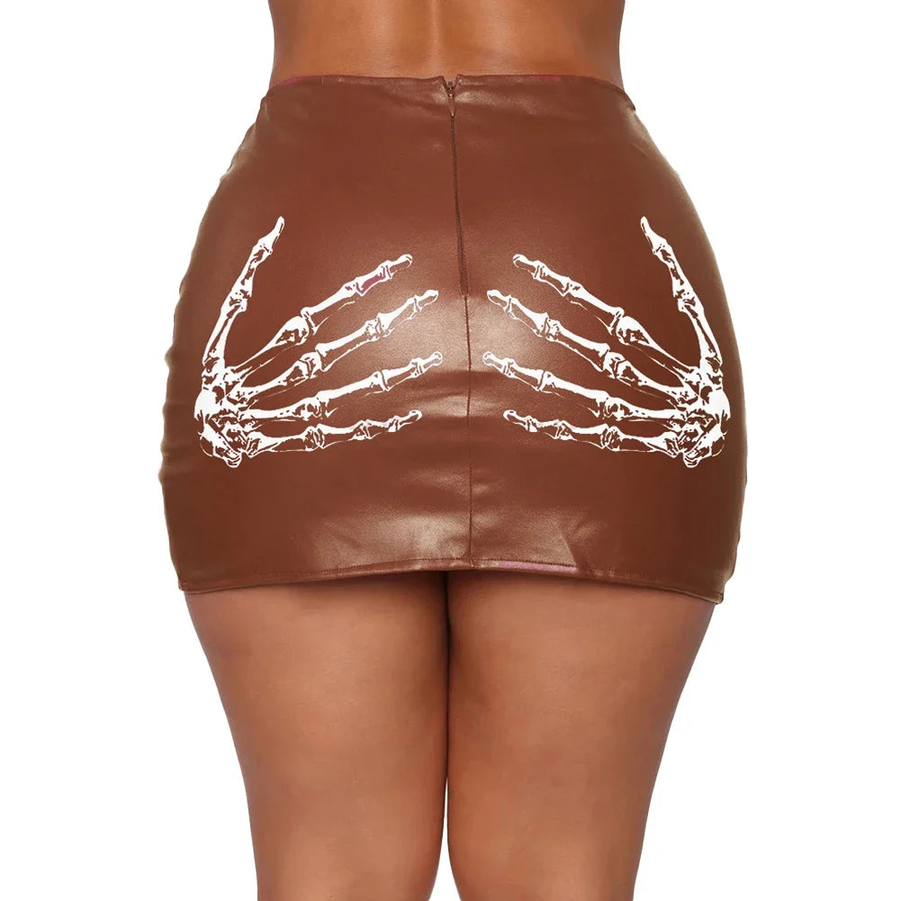 Leopard Stitching Low Waist Skirt