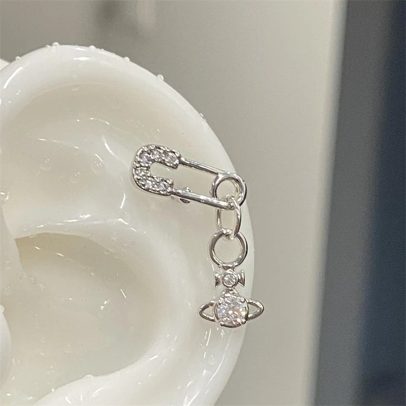 Silver Saturn 316L Stainless Steel Stud Earring