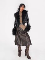 Faux Fur Trimmed Biker Jacket