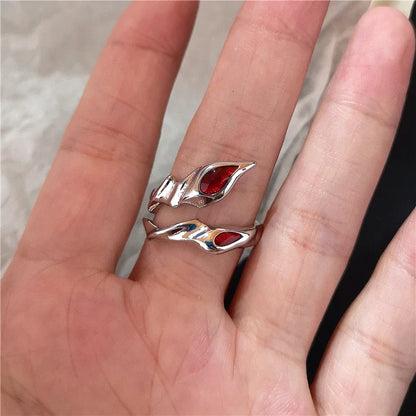 Goth Punk Red Crystal Heart Cross Ring
