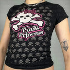 Skull Print Grunge Cotton T-shirt