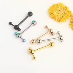 Hollow Ball Hammer Gold Color Tongue Ring