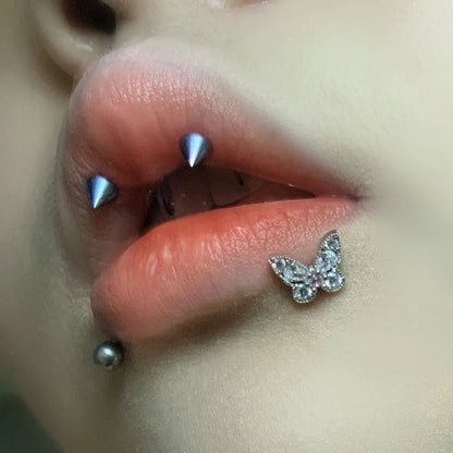 Aesthetic Butterfly Zircon Stainless Steel Lip Stud