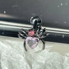 Spider Heart Crystal Zircon Lip Stud