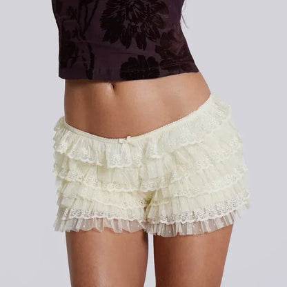 Lace Layered Mesh Bloomer Short