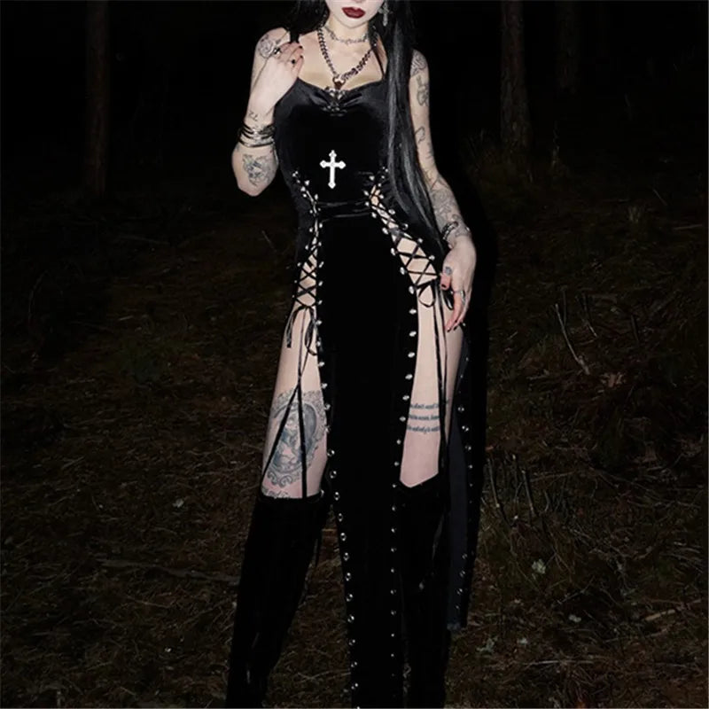 High Split Hem Grunge Midi Dress Secondary image
