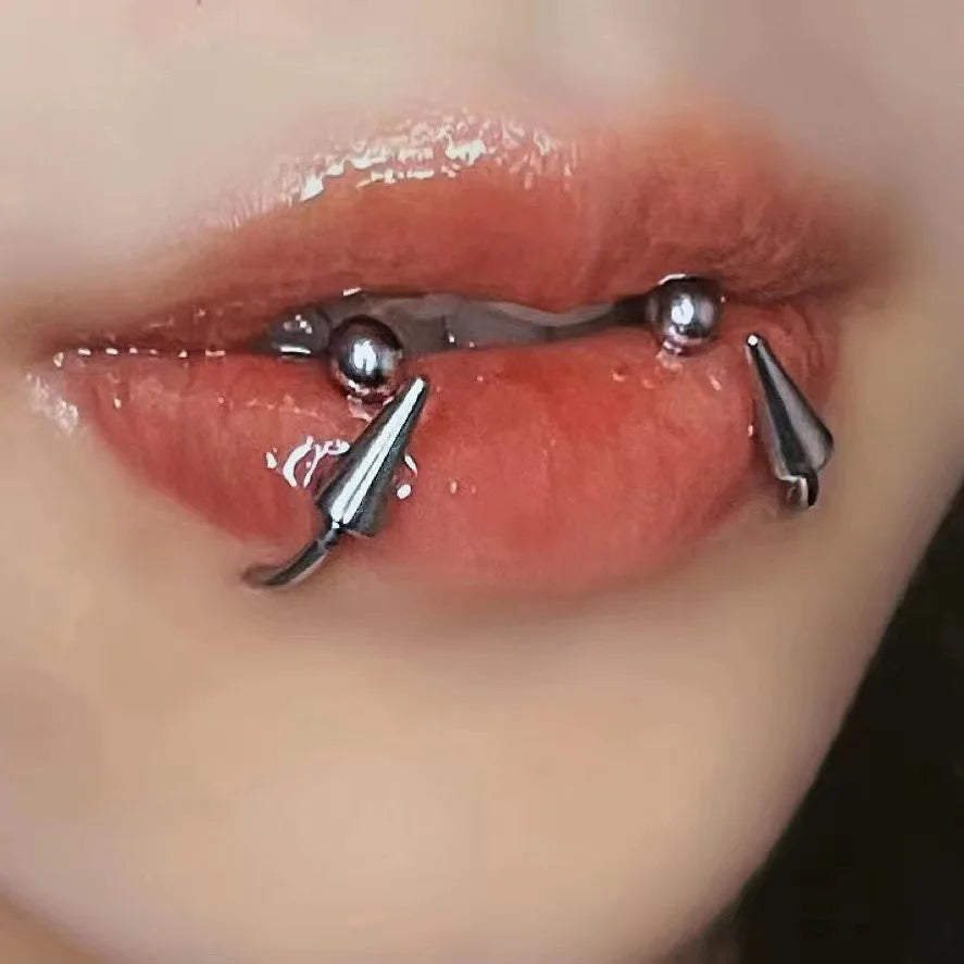 Opal Glue Dripping Oil Titanium Steel Lip Stud