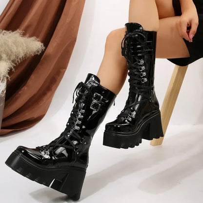 Winter Fashion Mid Tube Platform Gothic Boot