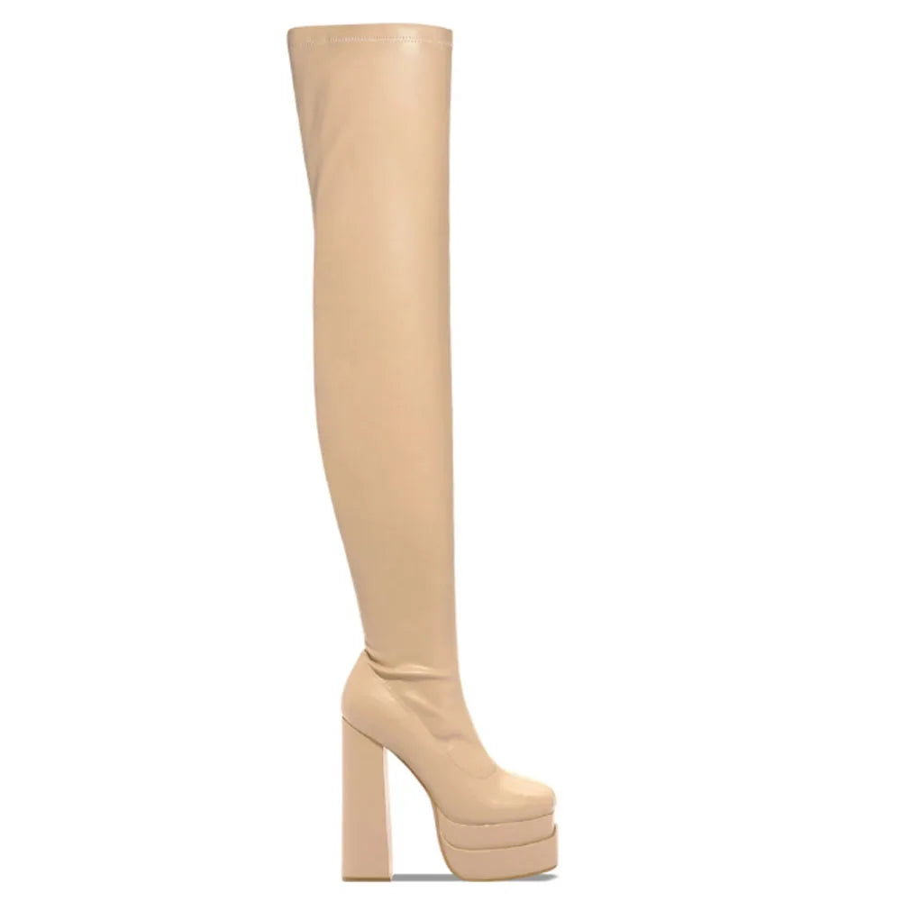 High Heeled Over The Knee Platform Winter Boot