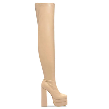 High Heeled Over The Knee Platform Winter Boot
