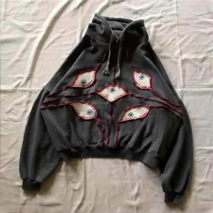 Gothic Retro Eye Patchwork Hoodie