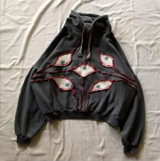 Gothic Retro Eye Patchwork Hoodie
