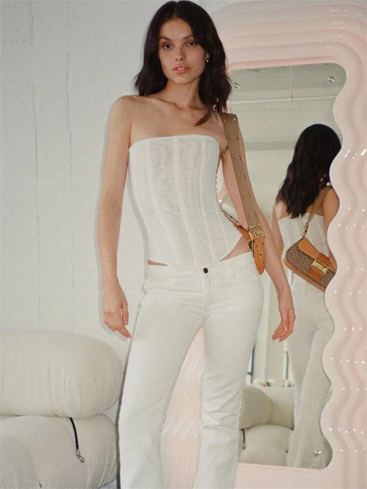 Mesh Backless Patchwork Slim Tank Crop Top