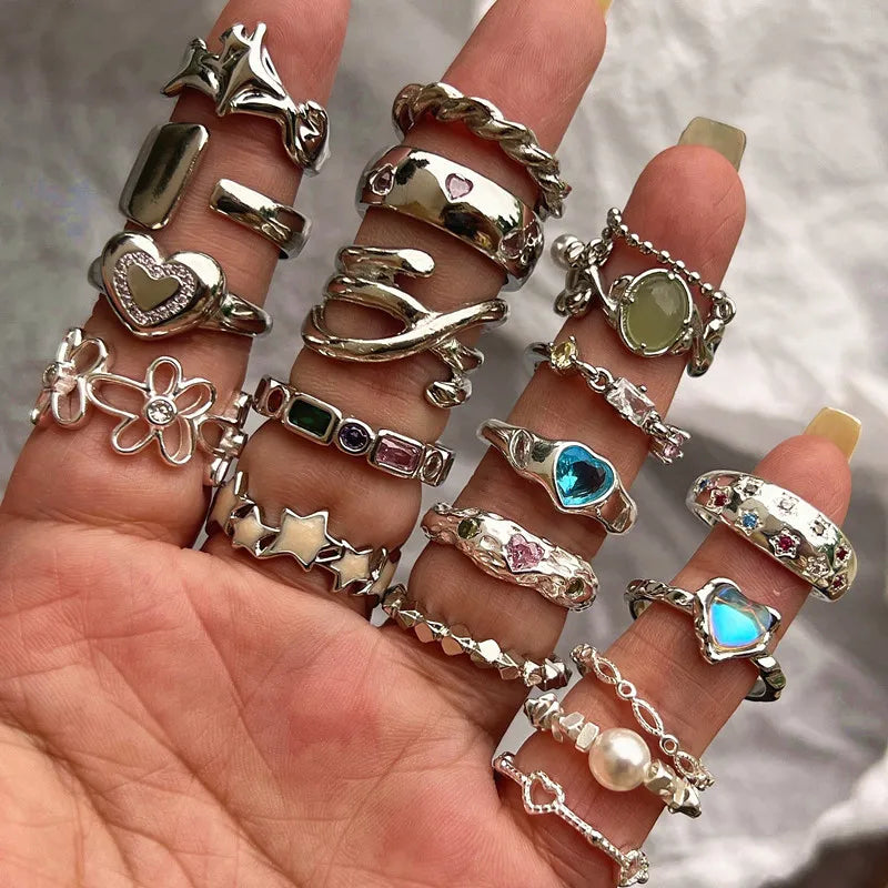 Y2K Crystal Heart Gothic Ring Main image