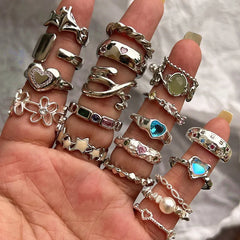 Y2K Crystal Heart Gothic Ring