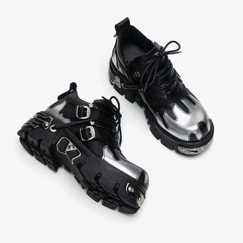 Gothic Flame Carved Platform Sneaker