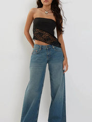 Skinny Off Shoulder Lace Floral Bandeau Crop Top