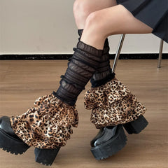 Gothic Leopard Print Layer Lace Sock