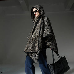 Floral Print Hooded Cloak