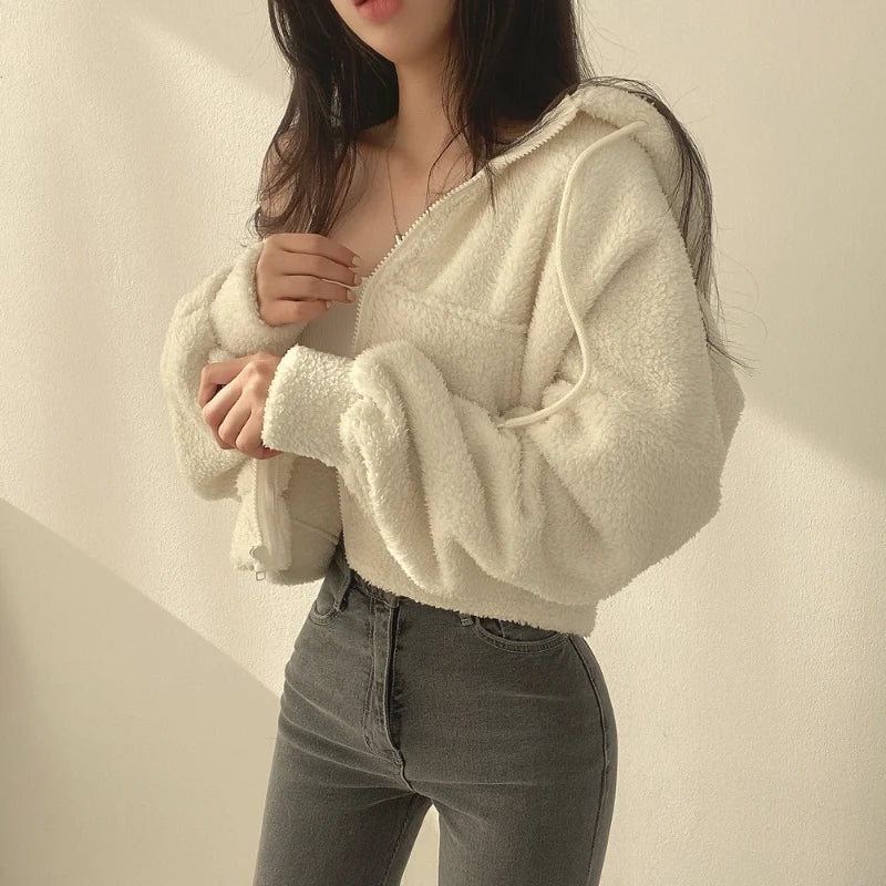Lamb Fur Velvet Trim Coat