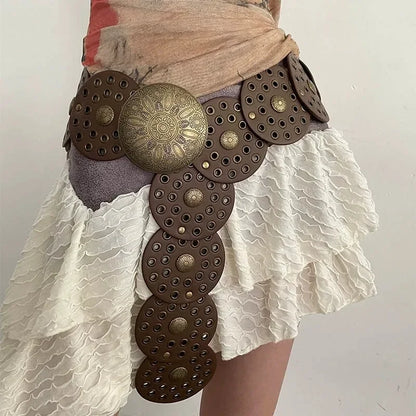 Western Gothic Cowboy Wide Rivet Belt