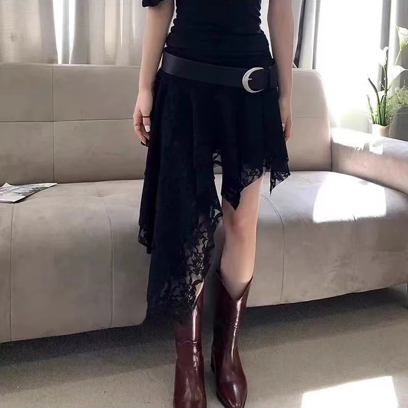 Asymmetrical Lace Ruffle Mini Skirt Main image