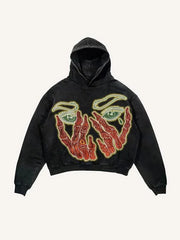 Gothic Skull Print Oversized Hoodie