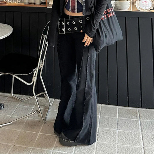 Punk Gothic Wide Belt Denim Pant