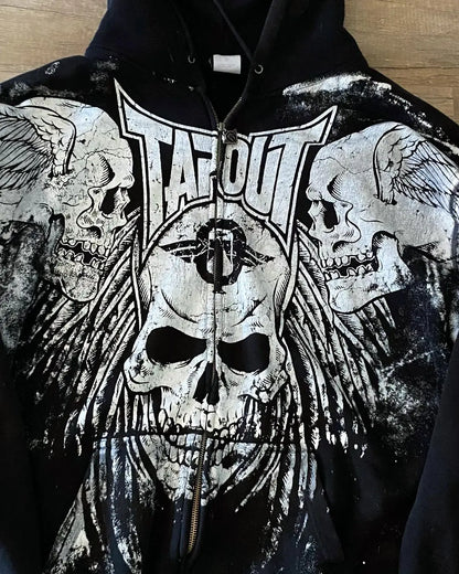 Gothic Skull Pattern Zip Hoodie