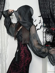 Hooded Long Sleeve Mesh Top