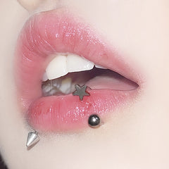 Star Cross C-Shaped Steel Lip Stud