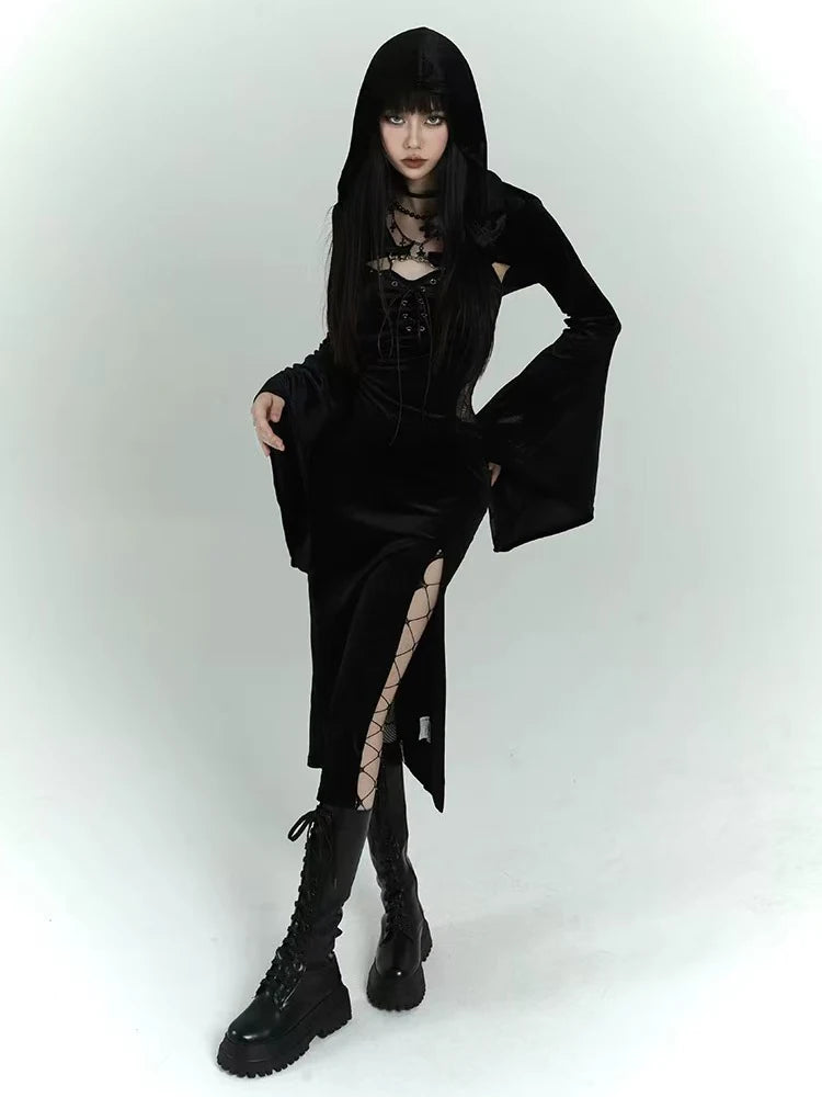Black Slim Fit Midi Dress
