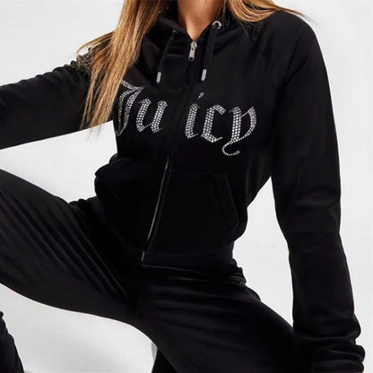 Gothic Rhinestone Zip Hoodie