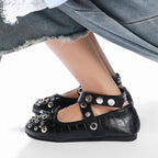 Sequined Crocodile Leather Comfort Mary Janes Flat