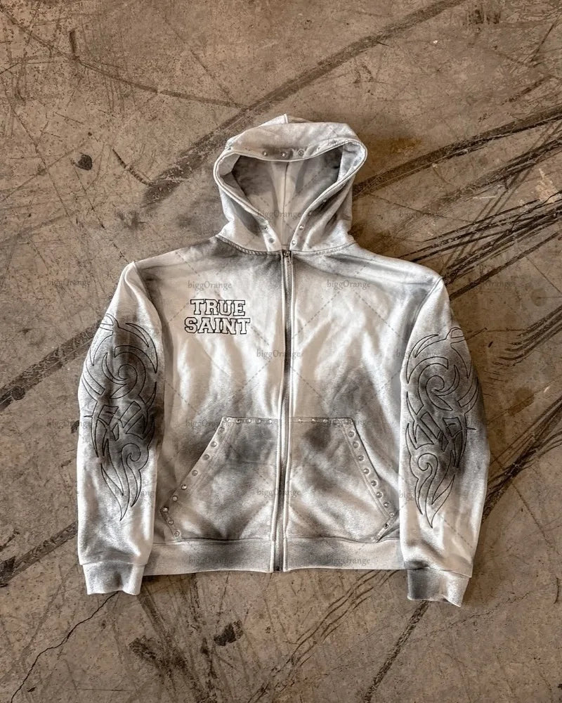 Dark Gothic Retro Zipper Hoodie Main image