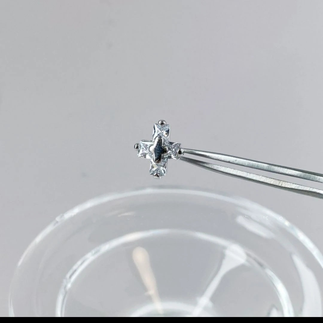 Cubic Zirconia Cross Hoop Dangle Earring