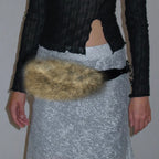 Vintage Gothic Furry PU Leather Y2K Punk Waist Belt