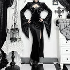 Flare Sleeve Lace Up Gothic Blouse