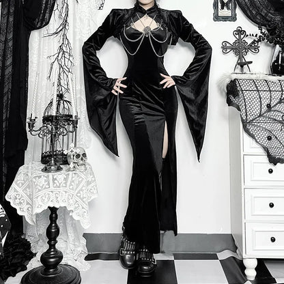 Flare Sleeve Lace Up Gothic Blouse