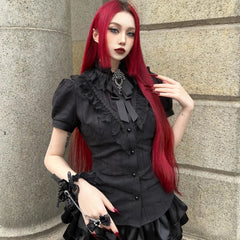 Gothic Lace Short Sleeve Blouse