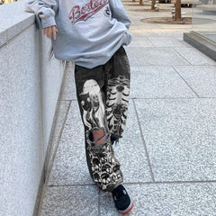 High Waist Ripped Gothic Denim Pant