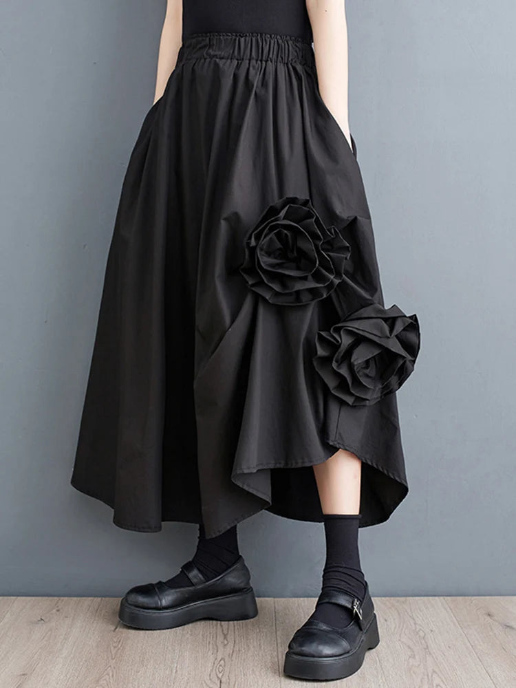 Vintage Floral Loose Midi Skirt Main image