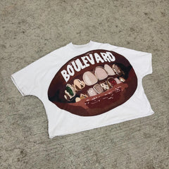 Hip Hop Teeth Graphic Cotton Oversized T-shirt