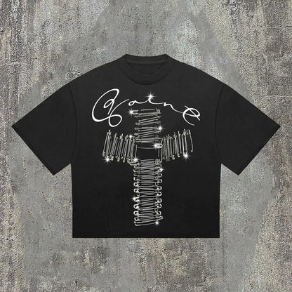 Gothic Retro Cross Pattern Cotton T-shirt