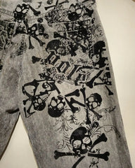 Gothic Skull Print High Waist Pant